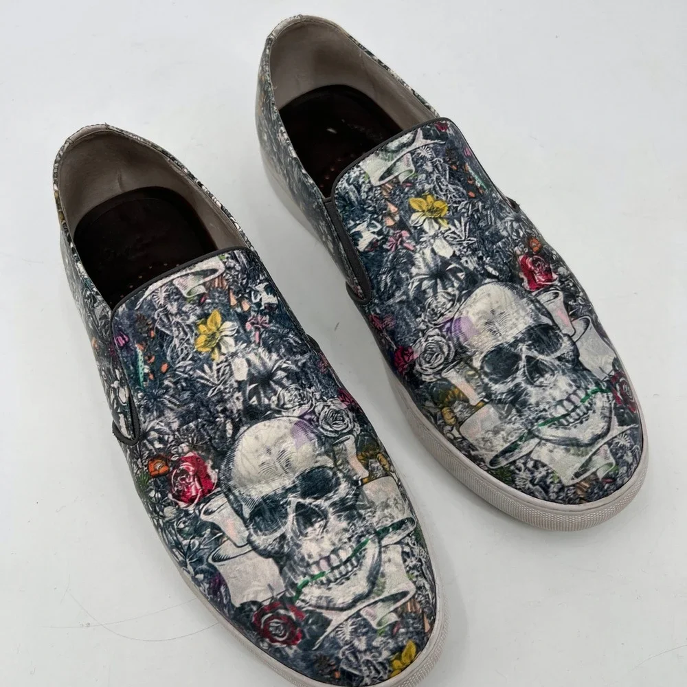 Mens Robert Graham Skull Slip On Loafers Size 10.5 Halloween Goth Death Samhain